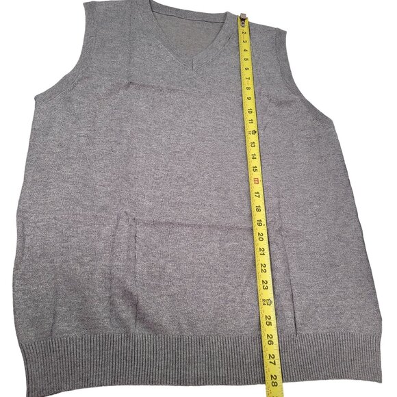 Men's Business Grey V-Neck Sleeveless Sweater Vest Pullover Size Large - Picture 8 of 8